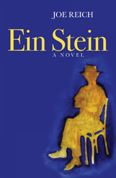 Image Description:Blue book cover with a yellow shadow of a man, seated on a chair with arms and legs crossed.